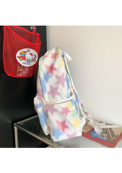 Boyalı Yıldız Sırt Çantası Kadın Ortaokul ve Lise Öğrenci Çantası Büyük Kapasiteli Naylon Rahat Sırt Çantası (Yurt Dışından) fiyatları