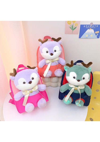Çocuk Sevimli Sika Geyik Peluş Sırt Çantası Bahar Yeni Anaokulu Okul Çantası Rahat Kız Sırt Çantası (Yurt Dışından) modelleri