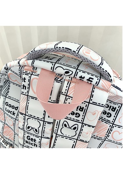 Kadın Orta ve Lise Öğrencileri Için Sevimli Grafiti Ekose Sırt Çantası Okul Çantası Rahat Naylon Büyük Kapasiteli Sırt Çantası (Yurt Dışından) fiyatları