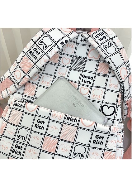 Kadın Orta ve Lise Öğrencileri Için Sevimli Grafiti Ekose Sırt Çantası Okul Çantası Rahat Naylon Büyük Kapasiteli Sırt Çantası (Yurt Dışından) modelleri