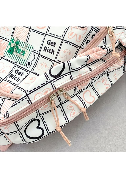 Kadın Orta ve Lise Öğrencileri Için Sevimli Grafiti Ekose Sırt Çantası Okul Çantası Rahat Naylon Büyük Kapasiteli Sırt Çantası (Yurt Dışından) indirimleri