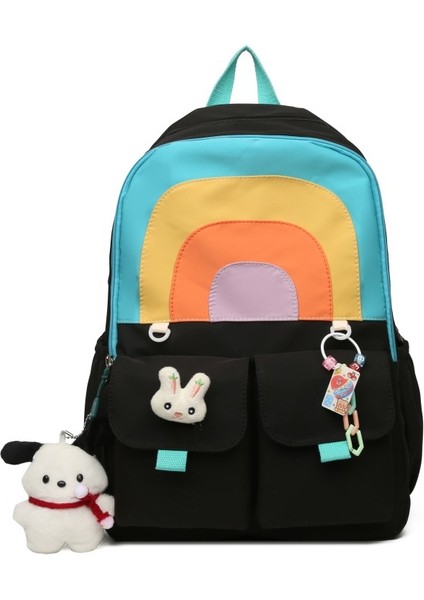 Sevimli Gökkuşağı Sırt Çantası Ortaokul Öğrencisi Okul Çantası Büyük Kapasiteli Rahat Sırt Çantası (Yurt Dışından)