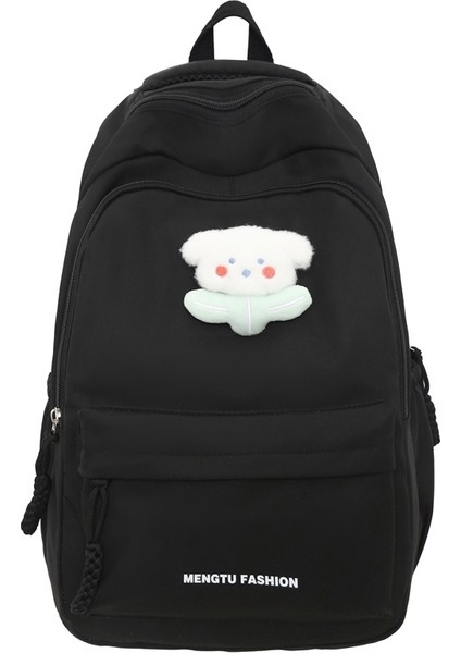 Basit Düz Renk Sırt Çantası Kadın Ortaokul ve Lise Öğrencisi Okul Çantası Büyük Kapasiteli Rahat Sırt Çantası (Yurt Dışından)