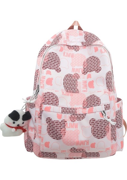Sevimli Graffiti Ayı Sırt Çantası Kadın Ortaokul ve Lise Öğrenci Çantası Büyük Kapasiteli Naylon Rahat Sırt Çantası (Yurt Dışından)