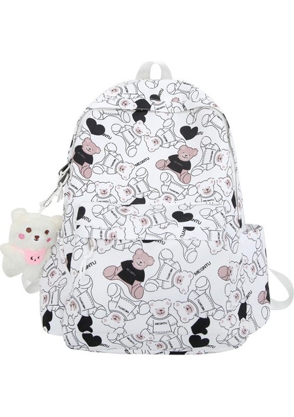 Minimalist Sırt Çantası Sevimli Ayı Ortaokul Lise Okul Çantası Büyük Kapasiteli Eğlence Sırt Çantası (Yurt Dışından)