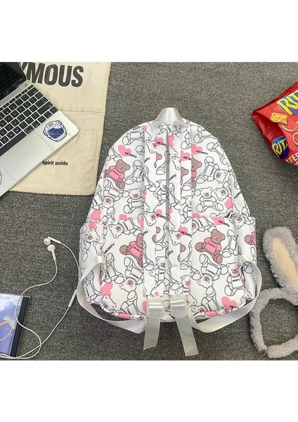 Minimalist Sırt Çantası Sevimli Ayı Ortaokul Lise Okul Çantası Büyük Kapasiteli Eğlence Sırt Çantası (Yurt Dışından) fırsatları