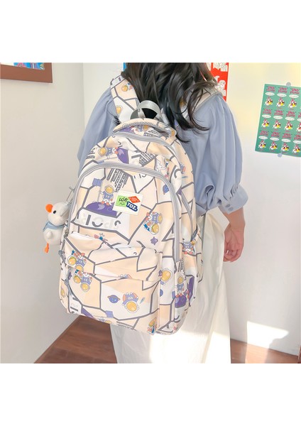 Karikatür Desenli Sırt Çantası, Kontrast Renkli Dikişler, Ortaokul ve Lise Öğrencisi Okul Çantası, Büyük Kapasiteli Günlük Sırt Çantası (Yurt Dışından) modelleri