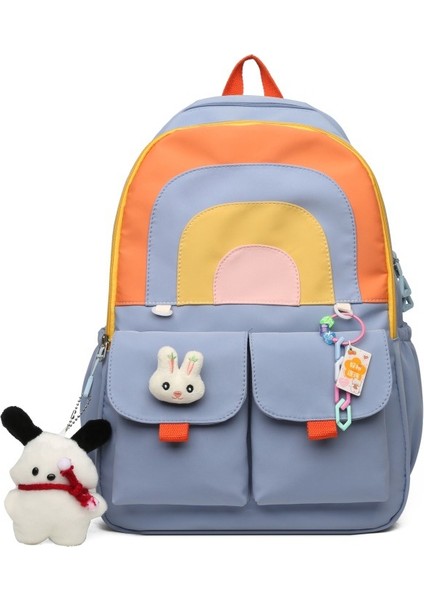 Sevimli Gökkuşağı Sırt Çantası Ortaokul Öğrencisi Okul Çantası Büyük Kapasiteli Rahat Sırt Çantası (Yurt Dışından)