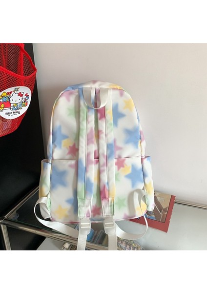 Boyalı Yıldız Sırt Çantası Kadın Ortaokul ve Lise Öğrenci Çantası Büyük Kapasiteli Naylon Rahat Sırt Çantası (Yurt Dışından) modelleri