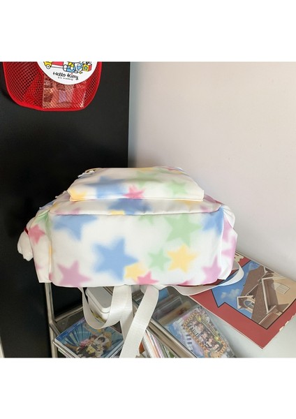 Boyalı Yıldız Sırt Çantası Kadın Ortaokul ve Lise Öğrenci Çantası Büyük Kapasiteli Naylon Rahat Sırt Çantası (Yurt Dışından) fırsatları