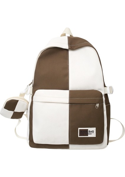 Basit Sırt Çantası, Kontrast Renkli Öğrenci Okul Çantası, Büyük Kapasiteli, Üniversite Tarzı Günlük Sırt Çantası (Yurt Dışından)