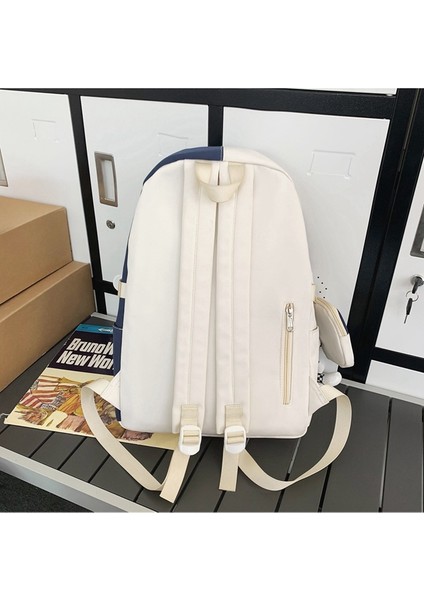 Basit Sırt Çantası, Kontrast Renkli Öğrenci Okul Çantası, Büyük Kapasiteli, Üniversite Tarzı Günlük Sırt Çantası (Yurt Dışından) modelleri