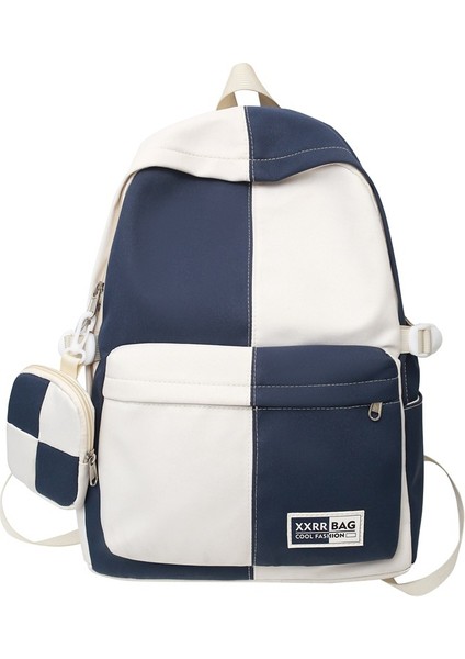 Basit Sırt Çantası, Kontrast Renkli Öğrenci Okul Çantası, Büyük Kapasiteli, Üniversite Tarzı Günlük Sırt Çantası (Yurt Dışından)