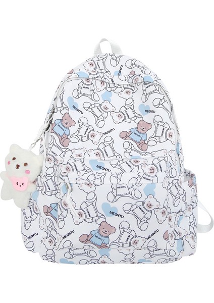 Minimalist Sırt Çantası Sevimli Ayı Ortaokul Lise Okul Çantası Büyük Kapasiteli Eğlence Sırt Çantası (Yurt Dışından)
