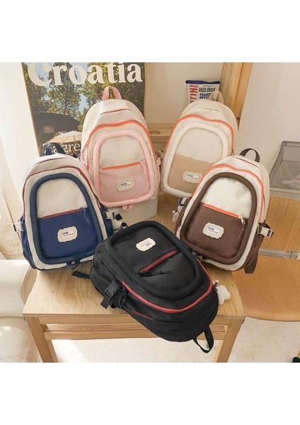 Sırt Çantası Basit Büyük Kapasiteli Seyahat Sırt Çantası Rahat Ortaokul Öğrencisi Lise Öğrencisi Kampüs Moda Kontrast Renk Okul Çantası (Yurt Dışından) modelleri