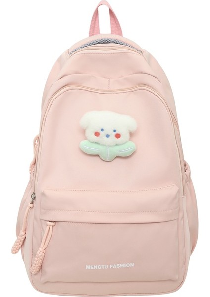 Basit Düz Renk Sırt Çantası Kadın Ortaokul ve Lise Öğrencisi Okul Çantası Büyük Kapasiteli Rahat Sırt Çantası (Yurt Dışından)