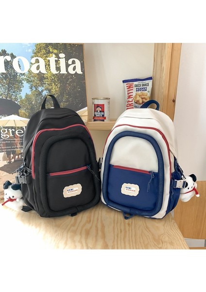 Sırt Çantası Basit Büyük Kapasiteli Seyahat Sırt Çantası Rahat Ortaokul Öğrencisi Lise Öğrencisi Kampüs Moda Kontrast Renk Okul Çantası (Yurt Dışından) fırsatları