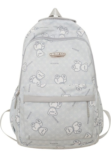 Minimalist Sırt Çantası Sevimli Ayı Baskı Ortaokul Lise Öğrencileri Büyük Kapasiteli Eğlence Okul Çantası (Yurt Dışından)