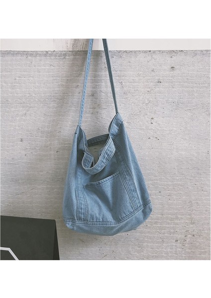 Denim Kanvas Çanta Kız Öğrenci Omuz Çantası (Yurt Dışından) modelleri