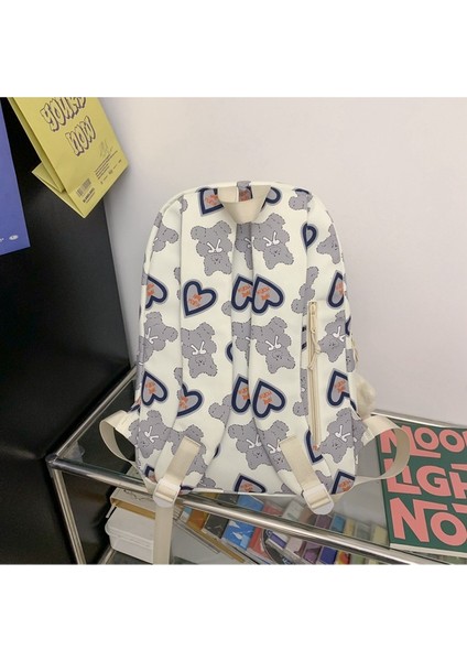 Graffiti Sevimli Ayı Sırt Çantası Kadın Ortaokul ve Lise Öğrencisi Okul Çantası Büyük Kapasiteli Sırt Çantası (Yurt Dışından) fırsatları