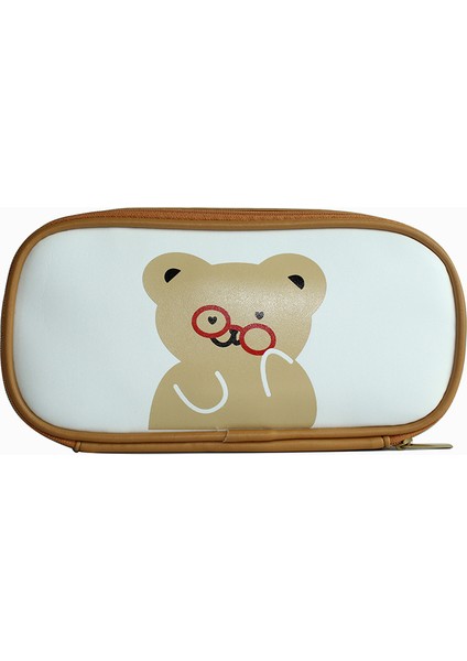 Küçük Ayı Kalem Çantası Girly Öğrenci Kırtasiye Kalem Çantası Basit Sevimli Büyük Kapasiteli Kalem Kutusu (Yurt Dışından)