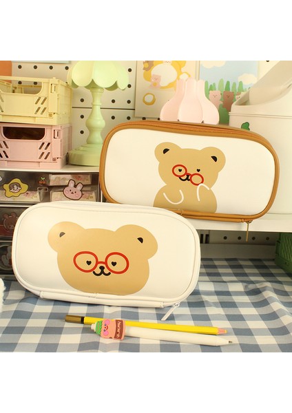 Küçük Ayı Kalem Çantası Girly Öğrenci Kırtasiye Kalem Çantası Basit Sevimli Büyük Kapasiteli Kalem Kutusu (Yurt Dışından) modelleri