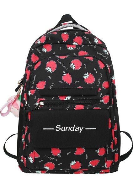 Sevimli ve Tatlı Sırt Çantası, Küçük Çilek Desenli, Ilkokul ve Ortaokul Kız Okul Çantası, Büyük Kapasiteli Sırt Çantası (Yurt Dışından)