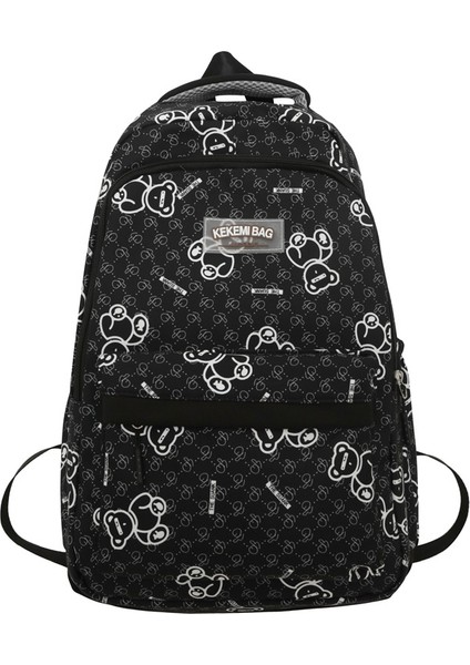 Minimalist Sırt Çantası Sevimli Ayı Baskı Ortaokul Lise Öğrencileri Büyük Kapasiteli Eğlence Okul Çantası (Yurt Dışından)