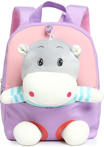 Karikatür Peluş Çocuk Küçük Sırt Çantası Anaokulu Erkek ve Kız Bebek Hafif Sırt Çantası Su Aygırı Sevimli Çanta (Yurt Dışından)