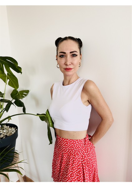 Bisiklet Yaka Crop Kolsuz modelleri