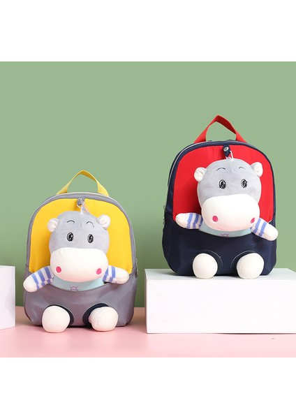 Karikatür Peluş Çocuk Küçük Sırt Çantası Anaokulu Erkek ve Kız Bebek Hafif Sırt Çantası Su Aygırı Sevimli Çanta (Yurt Dışından)