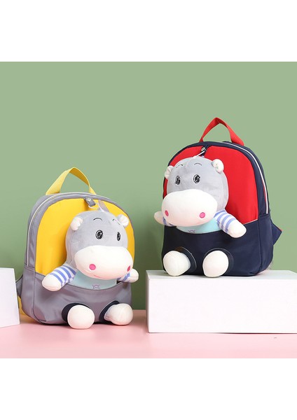 Karikatür Peluş Çocuk Küçük Sırt Çantası Anaokulu Erkek ve Kız Bebek Hafif Sırt Çantası Su Aygırı Sevimli Çanta (Yurt Dışından)