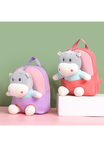 Karikatür Peluş Çocuk Küçük Sırt Çantası Anaokulu Erkek ve Kız Bebek Hafif Sırt Çantası Su Aygırı Sevimli Çanta (Yurt Dışından)
