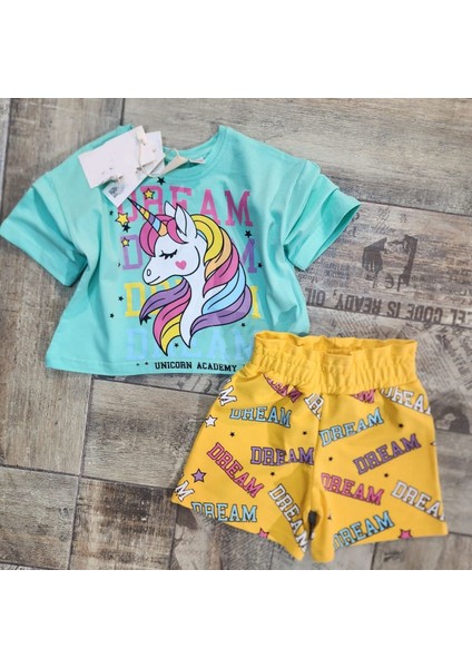 Yigit Butik Unicorn Baskılı Şortlu Kız Çocuk Takım fiyatları