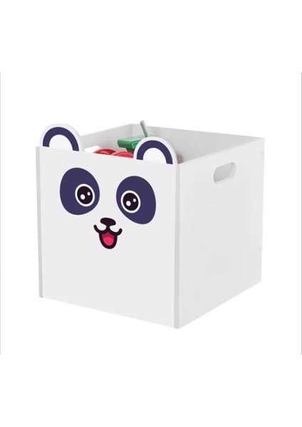 Ahşap Panda Temalı Çocuk Odası Oyuncak Kutusu