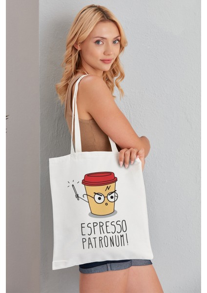 Espresso Patronum! Model Baskılı Günlük Kullanım Özel Baskı Bez Omuz Çantası Hediyelik Tote Bag