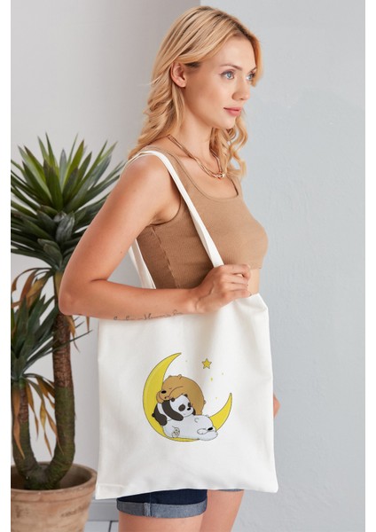 We Bare Bears Model Baskılı Günlük Kullanım Özel Baskı Bez Omuz Çantası Hediyelik Tote Bag
