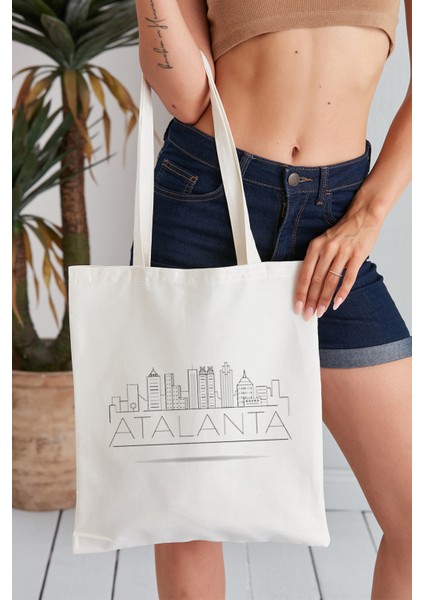 Atalanta Model Baskılı Günlük Kullanım Özel Baskı Bez Omuz Çantası Hediyelik Tote Bag