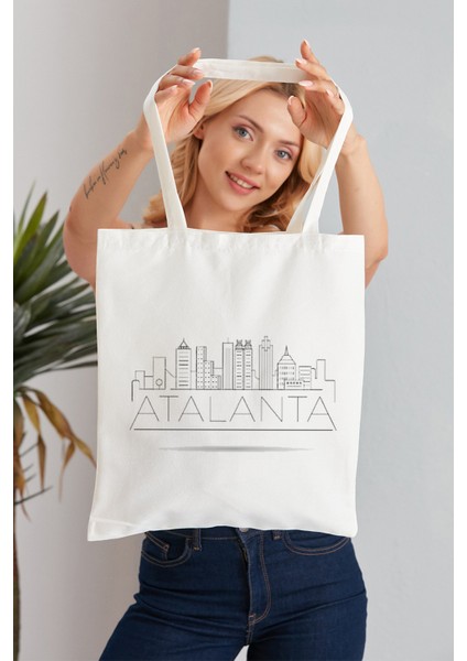 Atalanta Model Baskılı Günlük Kullanım Özel Baskı Bez Omuz Çantası Hediyelik Tote Bag
