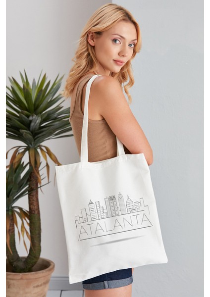 Atalanta Model Baskılı Günlük Kullanım Özel Baskı Bez Omuz Çantası Hediyelik Tote Bag