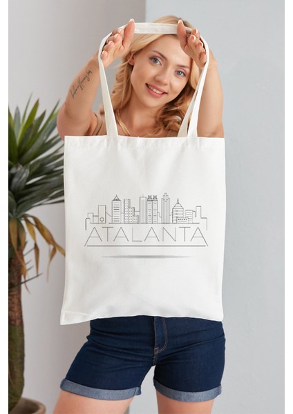 Atalanta Model Baskılı Günlük Kullanım Özel Baskı Bez Omuz Çantası Hediyelik Tote Bag