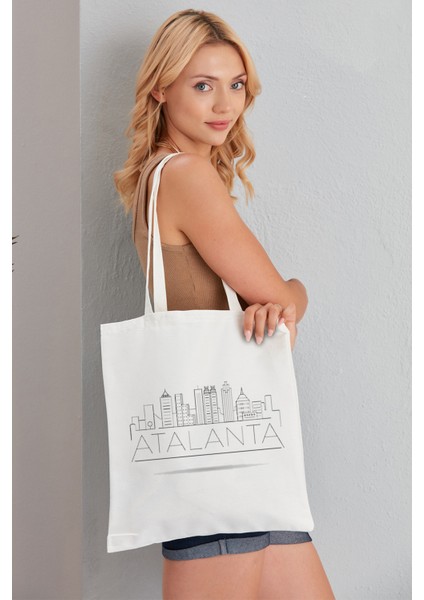 Atalanta Model Baskılı Günlük Kullanım Özel Baskı Bez Omuz Çantası Hediyelik Tote Bag
