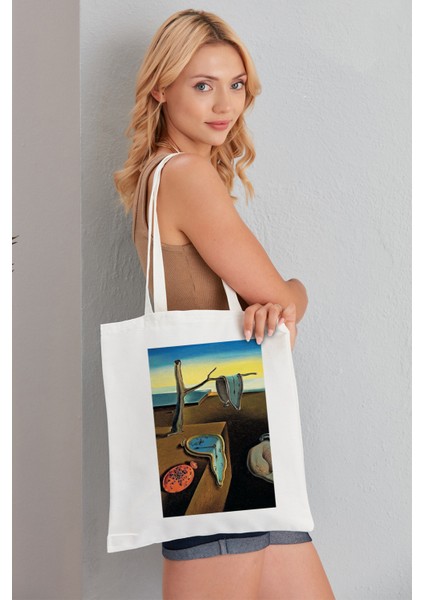 La Persıstencıa De La Memorıa Salvador Dali Model Baskılı Günlük Kullanım Özel Baskı Bez Omuz Çantası Hediyelik Tote Bag