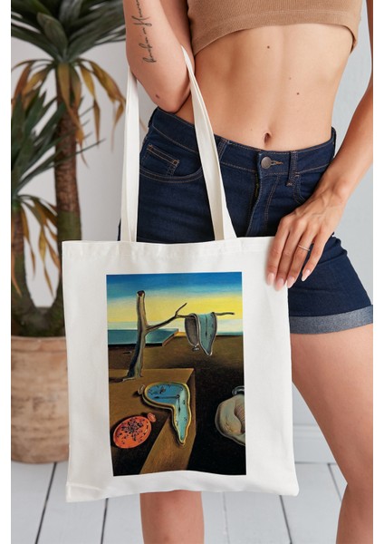 La Persıstencıa De La Memorıa Salvador Dali Model Baskılı Günlük Kullanım Özel Baskı Bez Omuz Çantası Hediyelik Tote Bag