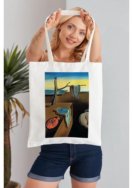 La Persıstencıa De La Memorıa Salvador Dali Model Baskılı Günlük Kullanım Özel Baskı Bez Omuz Çantası Hediyelik Tote Bag