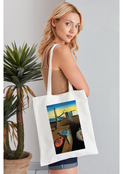 La Persıstencıa De La Memorıa Salvador Dali Model Baskılı Günlük Kullanım Özel Baskı Bez Omuz Çantası Hediyelik Tote Bag