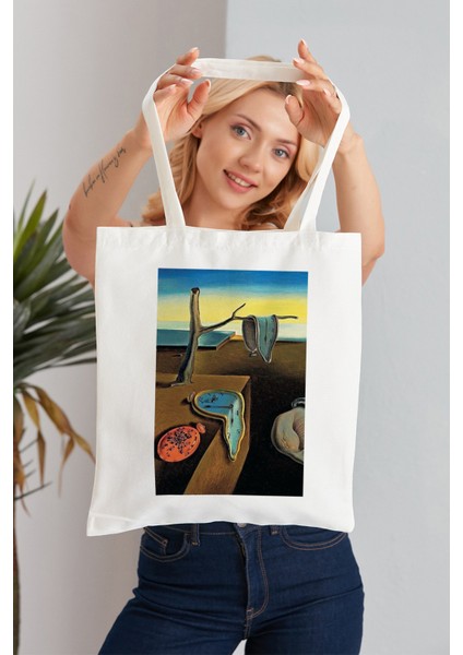 La Persıstencıa De La Memorıa Salvador Dali Model Baskılı Günlük Kullanım Özel Baskı Bez Omuz Çantası Hediyelik Tote Bag