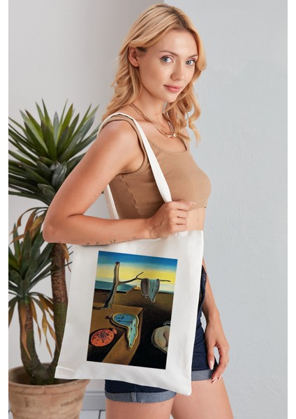 La Persıstencıa De La Memorıa Salvador Dali Model Baskılı Günlük Kullanım Özel Baskı Bez Omuz Çantası Hediyelik Tote Bag