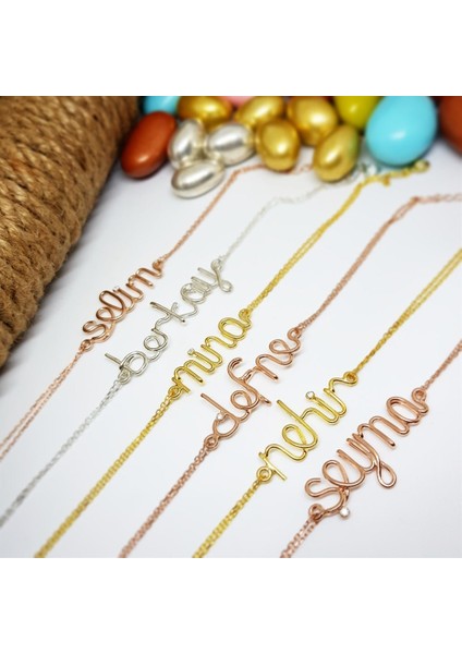 Kişiye Özel Isim Tel Bükme 925 Ayar Gümüş Sevgiliye,anneye,arkadaşa Hediye Bileklik