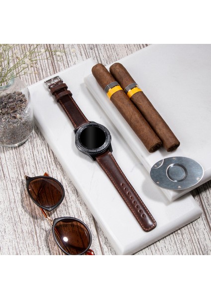 Samsung Galaxy Watch 4 - 5 - 6 / Watch 6 Classic 40MM 43MM 44MM 47MM Watch 5 / Watch 5 Pro 40 44 45 Watch 4 40 42 44 46MM 20MM Deri Kordon Kahverengi